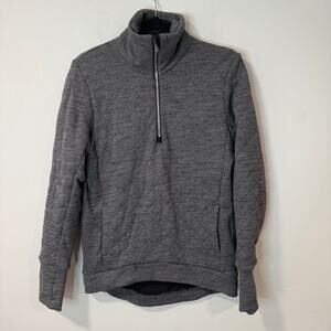 Lululemon Forever Warm‎ Pullover 1/4 Zip Sweatshirt Quilted Grey 4 Cotton Terry